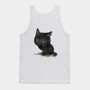 Black cat with blue eyes looks to the side Tank Top